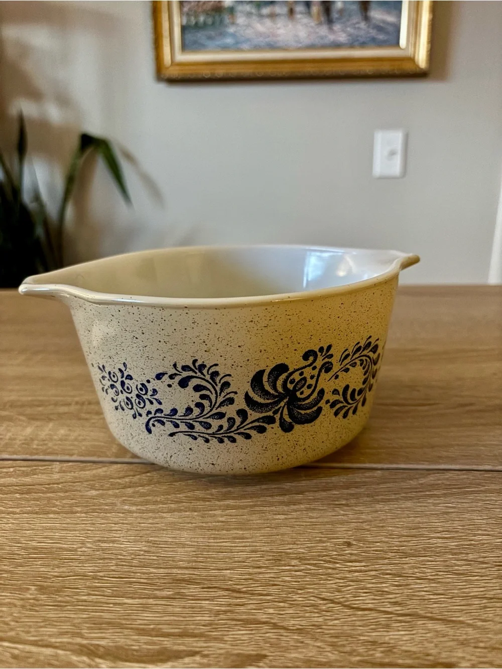 Vintage 1970s Pyrex Casserole Bowl Homestead Blue 473